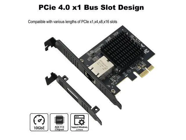Alt view image 2 of 6 - Quantum PCIe4.0 X1 10G Ethernet Card AQC113 Chip 10/5/2.5G Multi-Speed RJ45 Port for Gaming PC Virtual Storage Server Bulk OEM/ODM