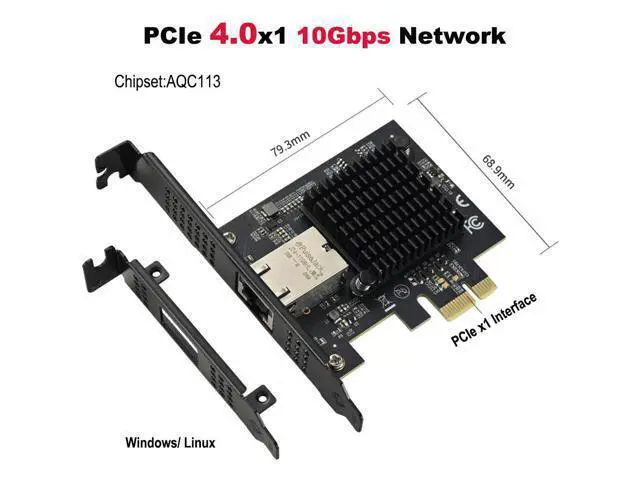 Alt view image 3 of 6 - Quantum PCIe4.0 X1 10G Ethernet Card AQC113 Chip 10/5/2.5G Multi-Speed RJ45 Port for Gaming PC Virtual Storage Server Bulk OEM/ODM