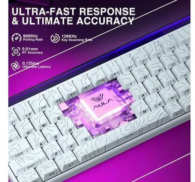Alt view image 5 of 7 - AULA Hero 68 HE 60% Gaming Keyboard Wired, Hall Effect Magnetic Switch Keyboard with 8K Hz Polling Rate, Side Printed PBT Keycaps, RGB Backlit Light Box, Customizable Web Software for PC/Mac Gamers