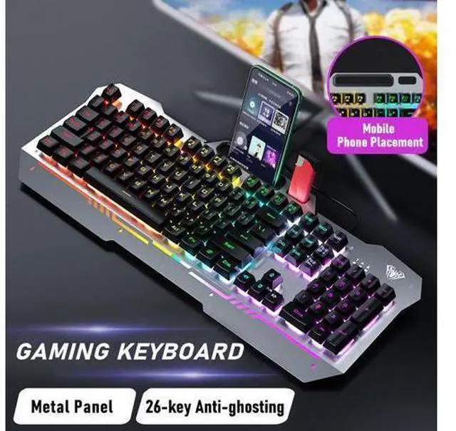 Alt view image 2 of 7 - F3010 Mechanical Keyboard Mobile Phone Holder Mutliple Background Light USB Wired Gaming Keyboard
