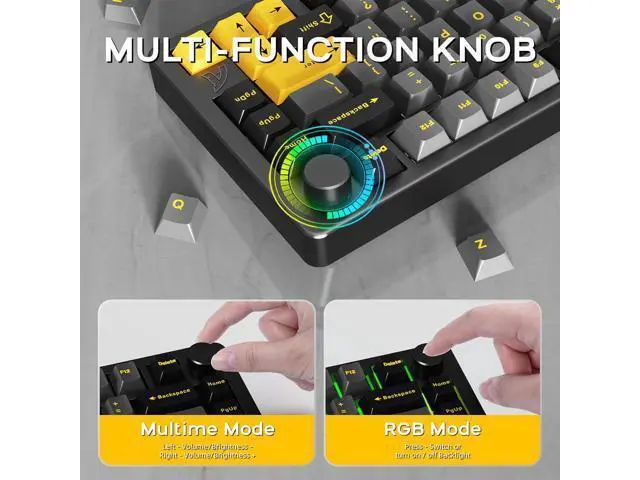 Alt view image 3 of 7 - x ATTACK SHARK X86 75% Aluminum CNC Wireless Mechanical Gaming Keyboard with Volume Knob,82 Key Gasket Hot Swappable RGB Custom Keyboard,PBT Keycaps,BT/2.4GHz/USB-C for Mac/Win-Starshine Black