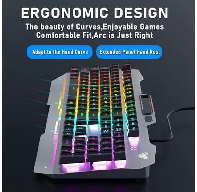 Alt view image 5 of 7 - F3010 Mechanical Keyboard Mobile Phone Holder Mutliple Background Light USB Wired Gaming Keyboard