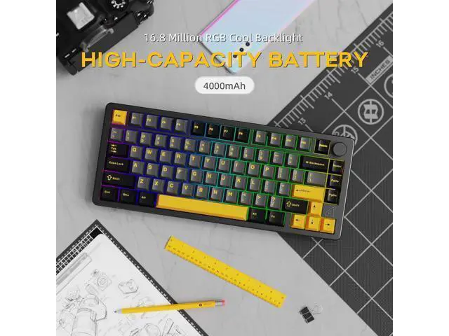 Alt view image 7 of 7 - x ATTACK SHARK X86 75% Aluminum CNC Wireless Mechanical Gaming Keyboard with Volume Knob,82 Key Gasket Hot Swappable RGB Custom Keyboard,PBT Keycaps,BT/2.4GHz/USB-C for Mac/Win-Starshine Black