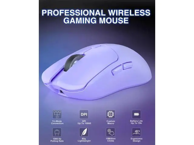Alt view image 7 of 7 - Wireless Keyboard and Mouse Combo, F87 Mechanical Keyboard+SC580X Wireless Gaming Mouse Light Purple