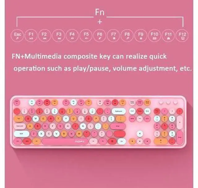 Alt view image 3 of 7 - Mofii Sweet Wireless Keyboard And Mouse Set Girls Punk Keyboard Office Set, Colour: Lipstick Mixed