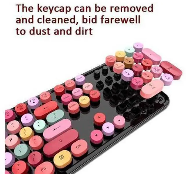 Alt view image 4 of 7 - Mofii Sweet Wireless Keyboard And Mouse Set Girls Punk Keyboard Office Set, Colour: Lipstick Mixed