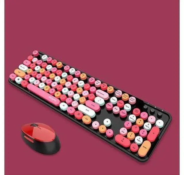 Alt view image 6 of 7 - Mofii Sweet Wireless Keyboard And Mouse Set Girls Punk Keyboard Office Set, Colour: Lipstick Mixed