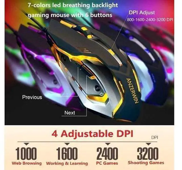 Alt view image 6 of 6 - Gaming Keyboard and Mouse Combo Orange Yellow Backlit LED Backlight Keyboard Computer Gaming Keyboad Lighted PC Gaming Mouse USB Keyboard Clicky Key Silver Metal Structure for Xbox PS4 PS3 Working