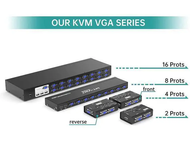 Alt view image 2 of 7 - KVM Switch 8 Port KVM Switch VGA USB+8 Cables 2 in1 & Wired Extended Selector, MT-VIKI 8x1 Rackmount KVM VGA Switch eokCXOY