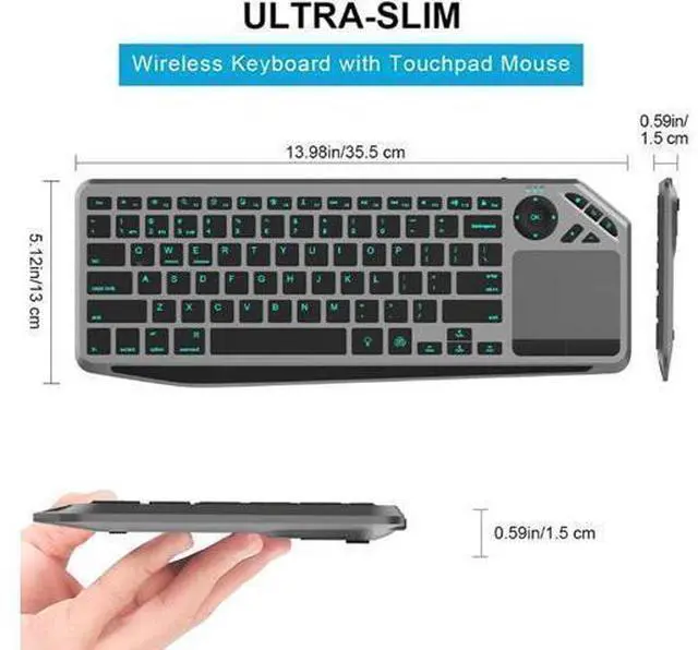 Alt view image 3 of 7 - Wireless Touch Keyboard, Keyboard with Touchpad 7 Color Backlight Multi Device Support for Tablet Laptop