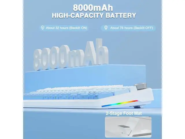 Alt view image 6 of 7 - AULA F108 PRO - Wireless Mechanical Keyboard with Screen&Knob,Hot Swappable Gaming Keyboard with 8000mAh Battery,Pre-lubed Switches,RGB Backlit,PBT Keycaps Creamy Sounding Computer Keyboards,104 Keys