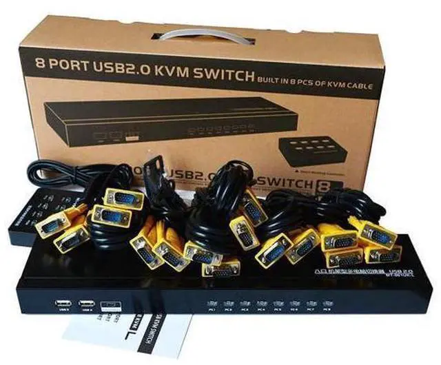Alt view image 7 of 7 - KVM Switch 8 Port KVM Switch VGA USB+8 Cables 2 in1 & Wired Extended Selector, MT-VIKI 8x1 Rackmount KVM VGA Switch eokCXOY
