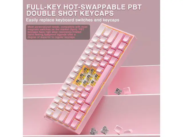Alt view image 5 of 5 - Aula WIN60 HE - 60% Mechanical Gaming Keyboard Wired, Hall Effect Magnetic Switch Hot Swappable,8000 Hz Polling Rate, RGB Keyboard 60 Percent Compact Design for PC (Gradient Pink)