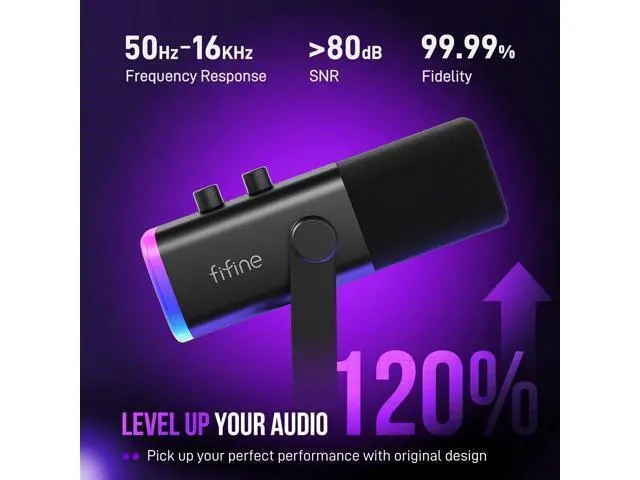 Alt view image 3 of 7 - Deuninker USB/XLR Dynamic Microphone for Podcast Recording, PC Computer Gaming Streaming Mic with RGB Light, Mute Button, Headphones Jack, Desktop Stand, Vocal Mic for Singing YouTube-AmpliGame AM8
