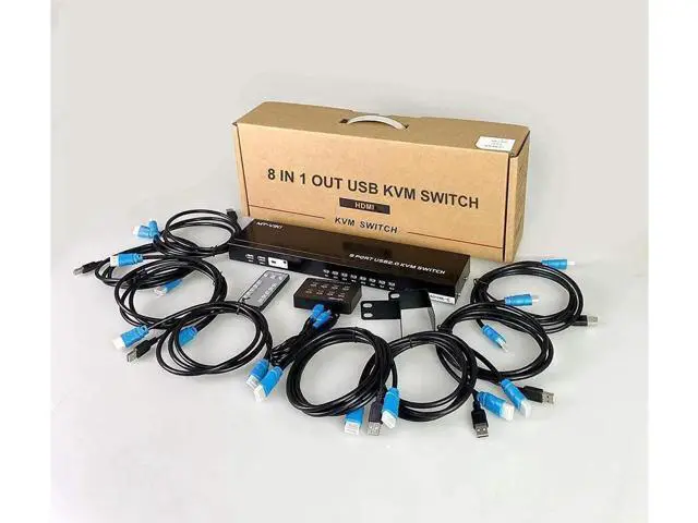 Alt view image 7 of 7 - 8 Port KVM Switch HDMI, MT-VIKI 4K@30Hz Rack Mount KVM HDMI Switch w/IR Remote & Wire-Desktop Controller & 8 HDMI KVM Cables
