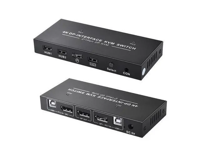 Alt view image 7 of 7 - 2 Port Displayport KVM Switch 4K 60Hz USB DP KVM 2 in 1 out DP USB KVM Switch 2x1 For PC to share monitor mouse keyboard printer