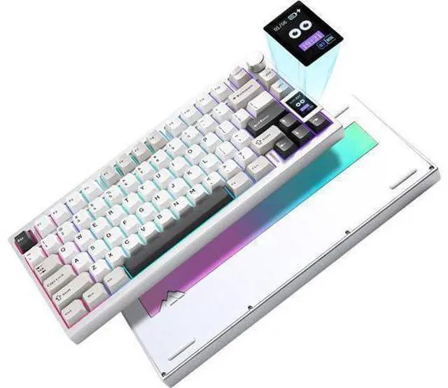 Main image of YUNZII AL80 Wireless Mechanical Keyboard,Full Aluminum CNC, Smart LCD Display,Hot Swappable Gasket Mount 75% Layout with Knob,BT/2.4G/USB-C,QMK/VIA Support for Win/Mac (Silver, Cocoa Cream V2 Switch)