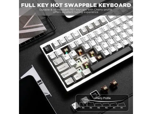 Alt view image 6 of 7 - YUNZII AL80 Wireless Mechanical Keyboard,Full Aluminum CNC, Smart LCD Display,Hot Swappable Gasket Mount 75% Layout with Knob,BT/2.4G/USB-C,QMK/VIA Support for Win/Mac (Silver, Cocoa Cream V2 Switch)