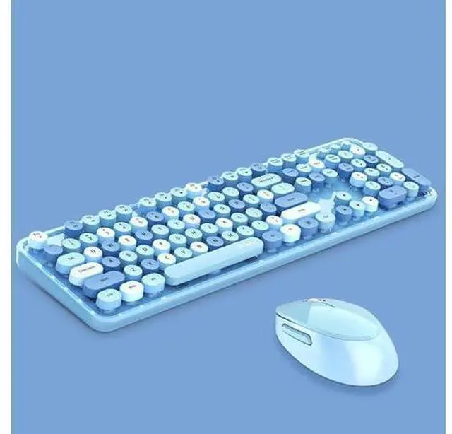 Main image of Mofii Sweet Wireless Keyboard And Mouse Set Girls Punk Keyboard Office Set, Colour: Blue Mixed