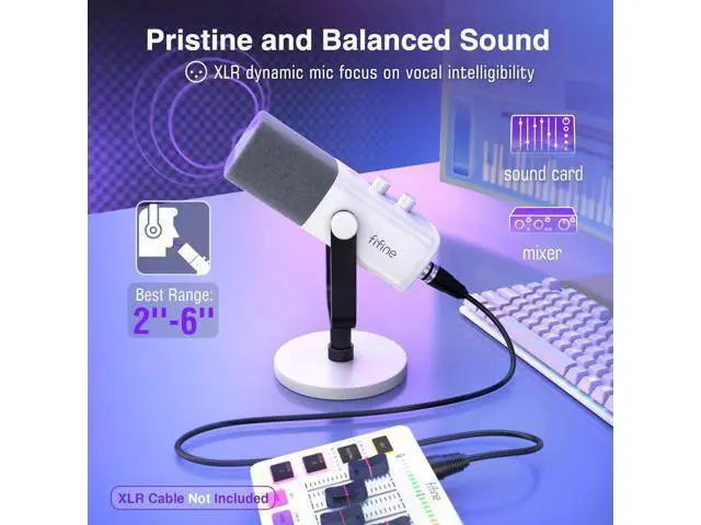 Alt view image 2 of 7 - Deuninker XLR/USB Gaming Microphone for Streaming Podcasting, PC Computer RGB Mic, with Gain Knob, Mute Button, Monitoring Jack, Gamer Mic for Recording Video Creation-AmpliGame AM8 White