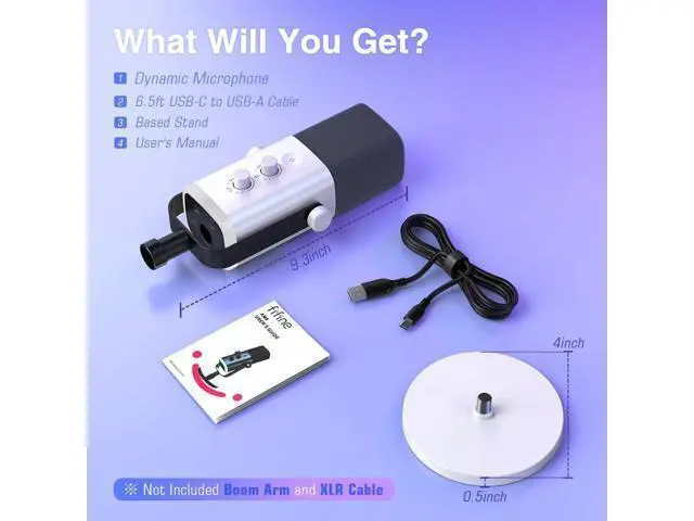 Alt view image 7 of 7 - Deuninker XLR/USB Gaming Microphone for Streaming Podcasting, PC Computer RGB Mic, with Gain Knob, Mute Button, Monitoring Jack, Gamer Mic for Recording Video Creation-AmpliGame AM8 White