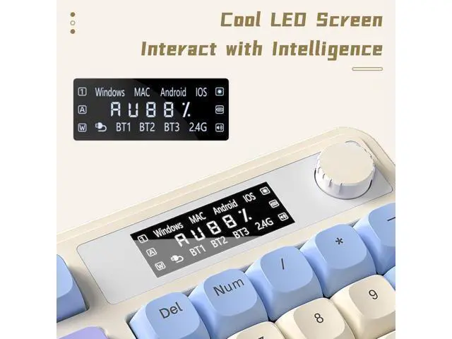 Alt view image 4 of 7 - AULA S99 Pro Wireless Keyboard, Monitor and Media Knob, Tri-Mode Bluetooth/2.4G/USB-C RGB Creamy Gaming Keyboard with Number Pad Macro Keys, Custom Computer Keyboard for Laptop,