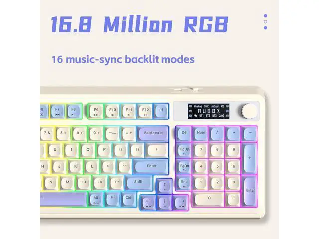 Alt view image 6 of 7 - AULA S99 Pro Wireless Keyboard, Monitor and Media Knob, Tri-Mode Bluetooth/2.4G/USB-C RGB Creamy Gaming Keyboard with Number Pad Macro Keys, Custom Computer Keyboard for Laptop,
