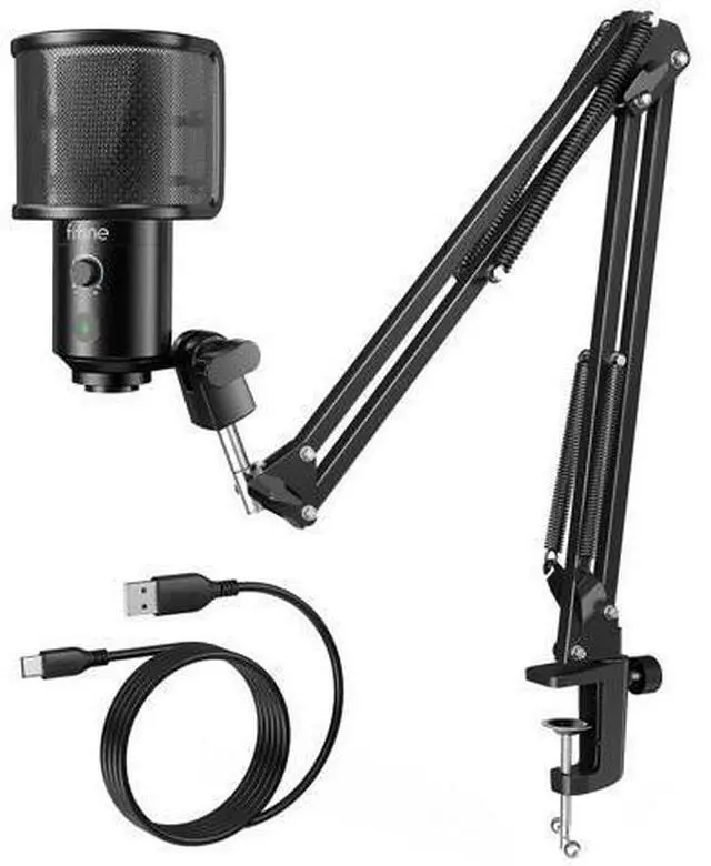 Main image of Deuninker USB Podcast Microphone with Pop Filter Set, Condenser Microphone Boom Arm Kit with Mute Button, Gain Knob Bundle Mic Shield Windscreen for Recording Studio Streaming(T669PRO1+U1)