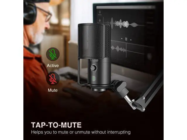 Alt view image 4 of 7 - Deuninker USB Podcast Microphone with Pop Filter Set, Condenser Microphone Boom Arm Kit with Mute Button, Gain Knob Bundle Mic Shield Windscreen for Recording Studio Streaming(T669PRO1+U1)