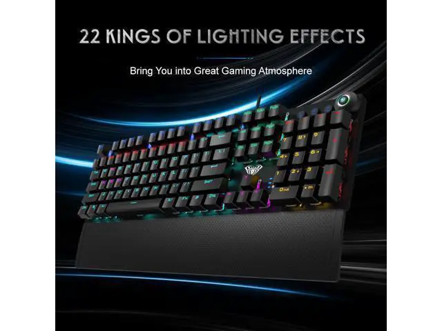 Alt view image 3 of 6 - F2088 Mechanical Gaming Keyboard 104 Anti-ghosting with Switch Wired Keyboard for Gamer Laptop PC, Blue Shaft