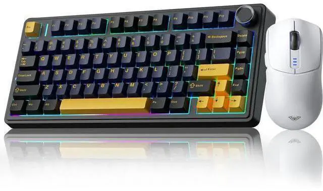 Main image of AULA Gaming Keyboard and Mouse Combo, 75% Wireless Mechanical Keyboards, Gasket Hot Swappable Custom Keyboard+SC580 Wireless Gaming Mouse White