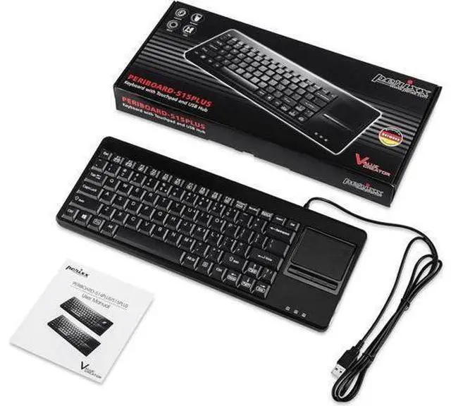 Alt view image 5 of 6 - Perixx PERIBOARD-515H Wired USB Keyboard with Touchpad, Compact Trackpad Keyboard with 2 Hubs, Black, US English Layout (11049)