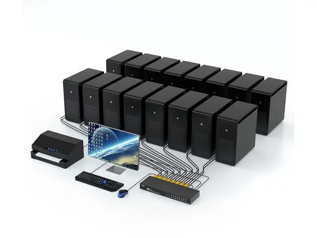 Alt view image 6 of 7 - MT-VIKI 16 Port KVM Switch, 16X1 Rackmount KVM Switch VGA, Included 16 KVM Cables & IR Remote, Fit 1U 19'' Rack