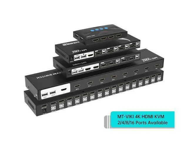 Alt view image 2 of 7 - Ennovor MT-VIKI 8 Port KVM Switch HDMI, 4K@30Hz 1U Rack Mount KVM Switch w/IR Remote & Wire-Desktop Controller & 8 HDMI KVM Cables & Rack Ears & Power Adapter