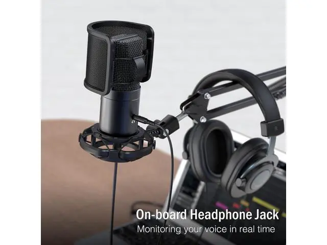 Alt view image 3 of 7 - Deuninker USB Gaming Streaming Microphone Kit for PC Computer, Condenser Mic Set with Arm Stand Mute Button & Gain, Mic Studio Bundle for Podcast Recording Twitch Discord YouTube Zoom, USB C & A -T683