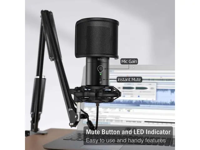 Alt view image 2 of 7 - Deuninker USB Gaming Streaming Microphone Kit for PC Computer, Condenser Mic Set with Arm Stand Mute Button & Gain, Mic Studio Bundle for Podcast Recording Twitch Discord YouTube Zoom, USB C & A -T683