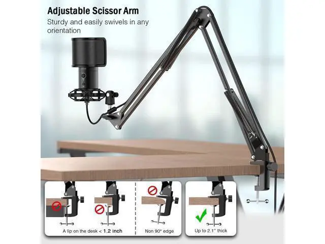 Alt view image 4 of 7 - Deuninker USB Gaming Streaming Microphone Kit for PC Computer, Condenser Mic Set with Arm Stand Mute Button & Gain, Mic Studio Bundle for Podcast Recording Twitch Discord YouTube Zoom, USB C & A -T683