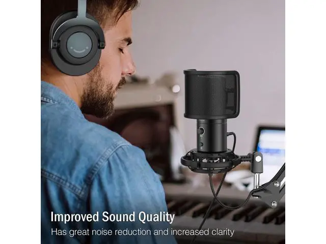 Alt view image 6 of 7 - Deuninker USB Gaming Streaming Microphone Kit for PC Computer, Condenser Mic Set with Arm Stand Mute Button & Gain, Mic Studio Bundle for Podcast Recording Twitch Discord YouTube Zoom, USB C & A -T683
