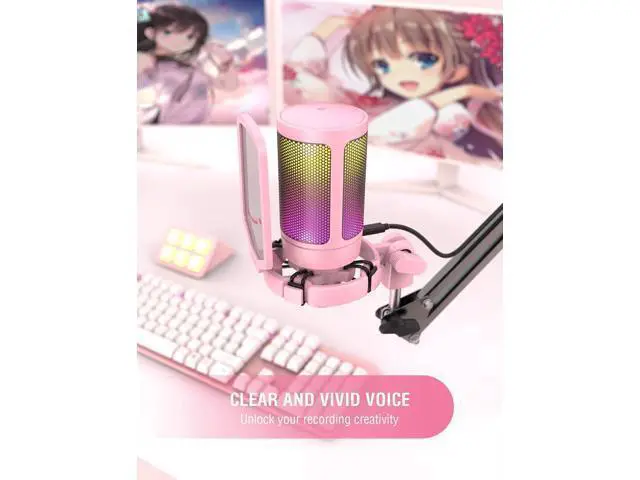 Alt view image 4 of 7 - Deuninker USB Condenser Microphone & RGB Microphone Boom Arm Bundle, Gaming PC Mic with Quick Mute, Metal Suspension Mic Stand with Adapter for Streaming, Podcasting-A6VP+BM38P