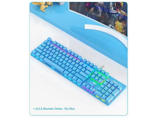 Alt view image 2 of 7 - AULA S2022 Wired Mechanical Gaming Keyboard with 104 Keys Adoption of 26 Keys without Impact Design USB interface Mechanical Keyboard for WIN XP WIN7 WIN8 WIN10 System