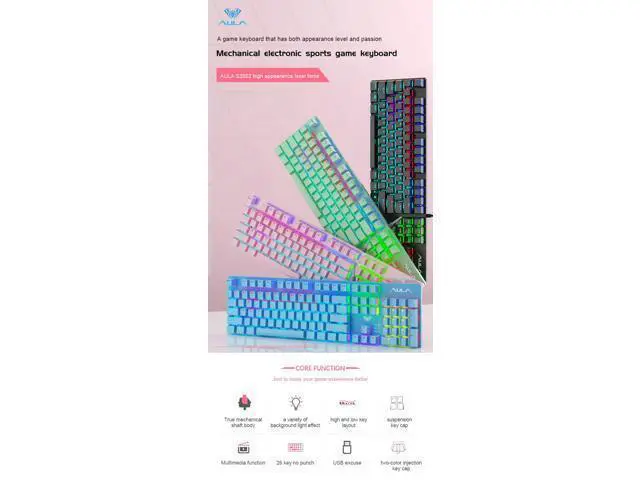 Alt view image 6 of 7 - AULA S2022 Wired Mechanical Gaming Keyboard with 104 Keys Adoption of 26 Keys without Impact Design USB interface Mechanical Keyboard for WIN XP WIN7 WIN8 WIN10 System