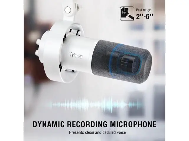 Alt view image 2 of 7 - Deuninker Studio XLR Dynamic Microphone, USB PC Podcast Microphone for Streaming Recording, XLR/USB Vocal Mic with Tap-to-Mute, Gain Knob, Headphones Monitoring-Amplitank K688 White