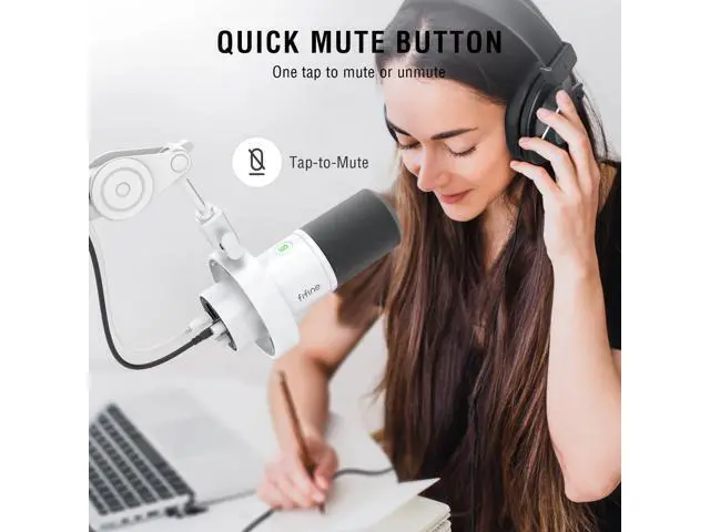 Alt view image 5 of 7 - Deuninker Studio XLR Dynamic Microphone, USB PC Podcast Microphone for Streaming Recording, XLR/USB Vocal Mic with Tap-to-Mute, Gain Knob, Headphones Monitoring-Amplitank K688 White