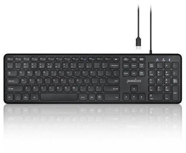 Main image of Perixx PERIBOARD-210C Wired Full-Size USB C Keyboard with Quiet Scissor Keys - Compatible with Tablets, Desktop, and Laptops - Black - US English