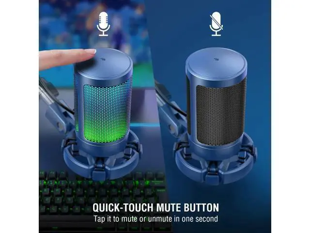 Alt view image 2 of 7 - Deuninker USB Gaming Streaming Recording PC Microphone Kit, RGB Condenser Computer Mic Bundle for Podcasts, Audio, Vocal, Video on Mac/Desktop/Laptop, with Boom Arm Stand-A6T Blue