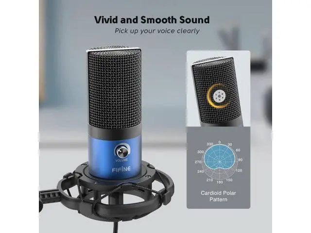 Alt view image 2 of 7 - Deuninker USB Recording PC Microphone Kit, Computer Condenser Cardioid Mic on Mac Windows PS4/PS5, for Streaming, Podcasting, Gaming, Video, Home Use, with Gain Knob, Arm Stand-T669 Blue