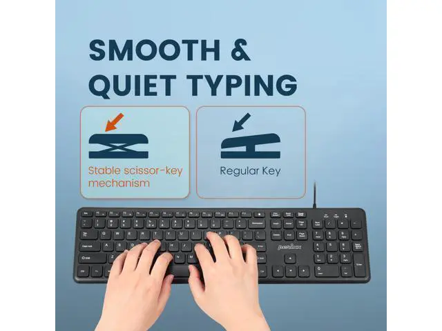 Alt view image 4 of 6 - Perixx PERIBOARD-210C Wired Full-Size USB C Keyboard with Quiet Scissor Keys - Compatible with Tablets, Desktop, and Laptops - Black - US English