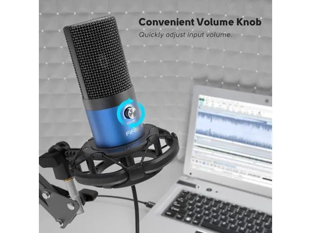 Alt view image 3 of 7 - Deuninker USB Recording PC Microphone Kit, Computer Condenser Cardioid Mic on Mac Windows PS4/PS5, for Streaming, Podcasting, Gaming, Video, Home Use, with Gain Knob, Arm Stand-T669 Blue