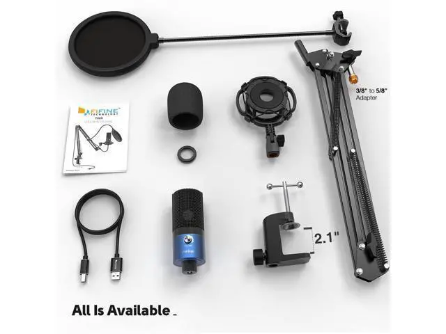 Alt view image 7 of 7 - Deuninker USB Recording PC Microphone Kit, Computer Condenser Cardioid Mic on Mac Windows PS4/PS5, for Streaming, Podcasting, Gaming, Video, Home Use, with Gain Knob, Arm Stand-T669 Blue