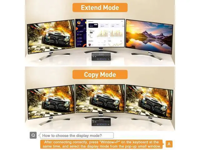 Alt view image 2 of 7 - KVM Switch 3 Monitors 3 Computers, 4K@144Hz HDMI+2 Displayport KVM Swticher Support 8K@30Hz, 3 PC Triple Monitor KVM Switches, Support Extended Mode